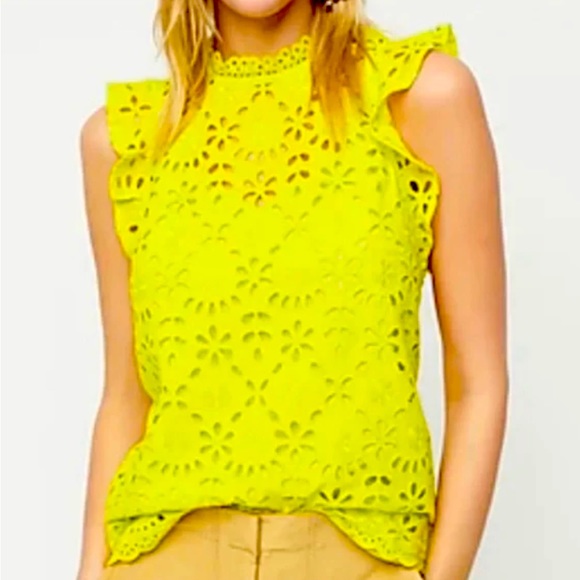 J. Crew eyelet top with flutter sleeves and matching cami underneath. - Picture 2 of 8